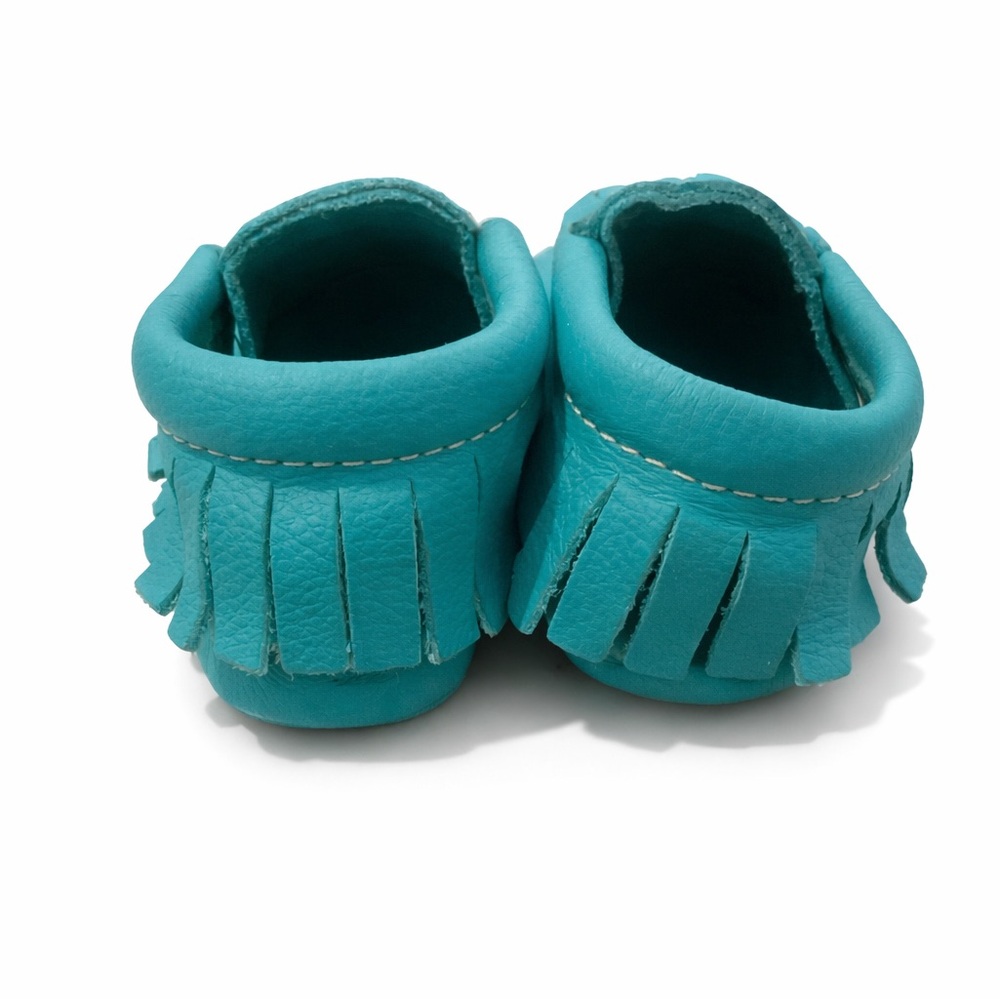 Freshly Picked Teal Fringe Baby Moccasins - Picture 3 of 4